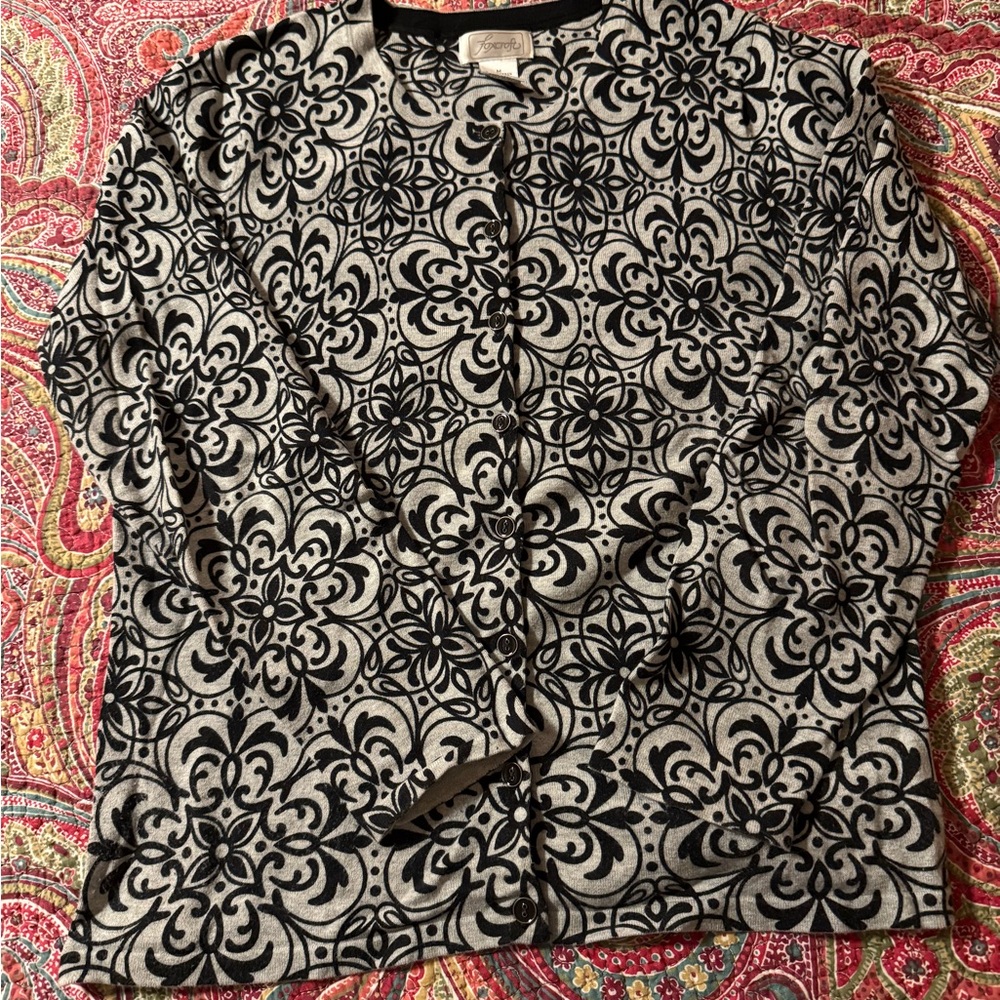 Foxcroft Black and Gray Cardigan